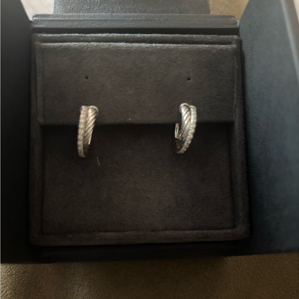 DAVID YURMAN Silver PAVE Women's Crossover Earrings